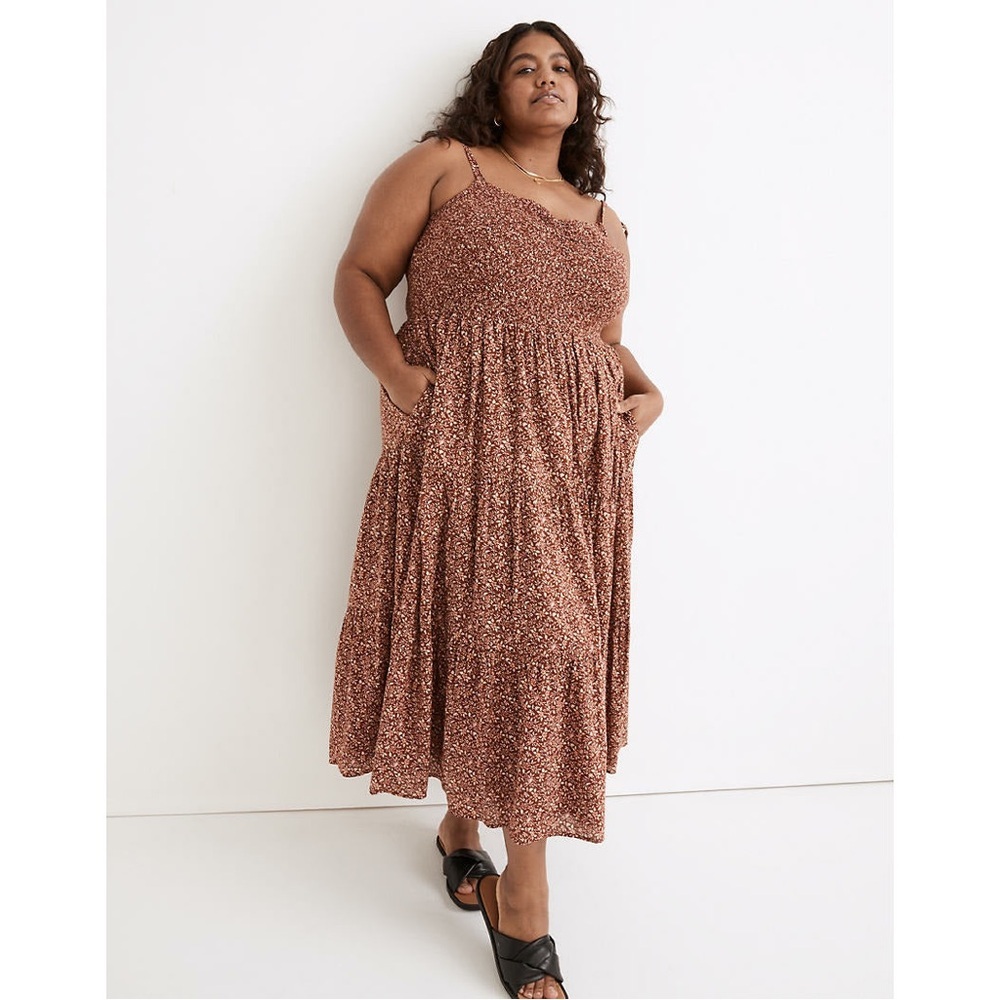 NWOT Madewell Lucie Tie-Strap Tiered Midi Dress | Florentine Floral 4X